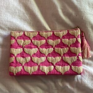 Vineyard Vines Kayu Whaletail straw clutch Bright Pink